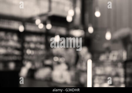 Coffee-Shop unscharf Hintergrund mit Sepia-Filter, Fotoarchiv Stockfoto