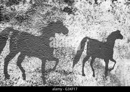 Textur oder Hintergründe der gemalten Pferd auf die zementierte Wand. Stockfoto