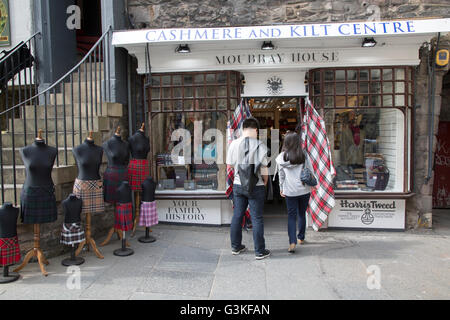 Moubray Haus Kaschmir und Kilt-Zentrum auf der Royal Mile Street, Edinburgh, Schottland Stockfoto