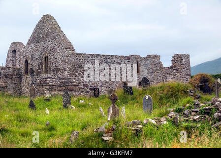 Ballingskelligs Abbey, Baile ein Sceilg, Iveragh-Halbinsel, County Kerry, Irland, Europa Stockfoto