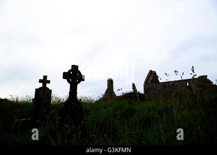 Ballingskelligs Abbey, Baile ein Sceilg, Iveragh-Halbinsel, County Kerry, Irland, Europa Stockfoto