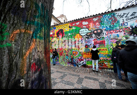 John-Lennon-Mauer, Prag Stockfoto