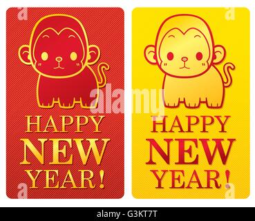 Vector Illustration von Monkey Frohes Neues Jahr anmelden Stock Vektor