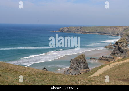 Cornwall, Bedruthan Steps, Urlaub, Wellen Stockfoto