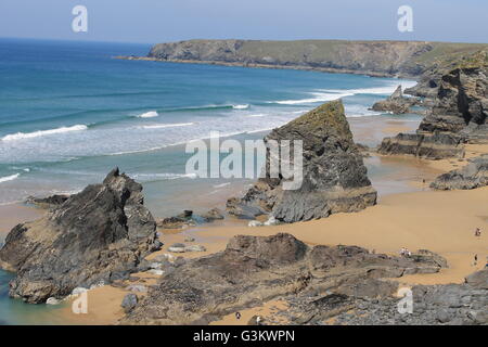 Cornwall, Bedruthan Steps, Urlaub, Wellen Stockfoto