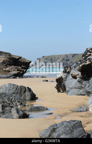 Cornwall, Bedruthan Steps, Urlaub, Wellen Stockfoto