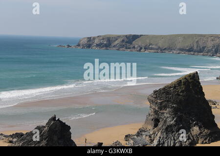 Cornwall, Bedruthan Steps, Urlaub, Wellen Stockfoto