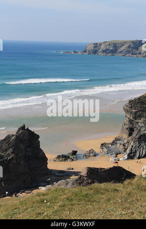 Cornwall, Bedruthan Steps, Urlaub, Wellen Stockfoto