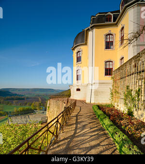 Rokoko Schloss, Blick auf Saaletal, Dornburg Burgen, Dornburg-Camburg, Thüringen, Deutschland Stockfoto