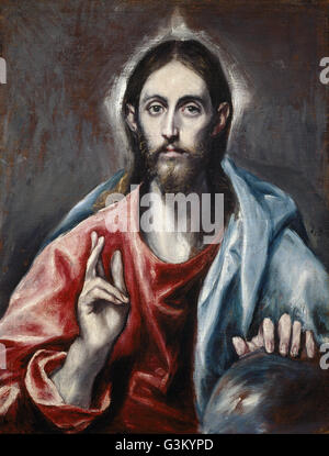 El Greco (Domenikos Theotokopoulos) - Christus segnet ("der Retter der Welt")- Stockfoto