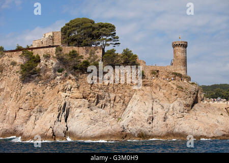 Alte Stadt von Vila Vella, von der Seeseite, Tossa de Mar, Costa Brava, Katalonien, Spanien, Europa, PublicGround Stockfoto