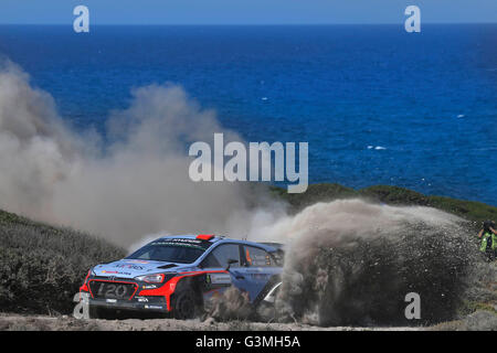 12.06.2016. Sardinien, Italien, Finaltag der WRC-Rallye Italien Sardinien.  Dani Sordo (ESP) und Marc Marti (ESP)-Hyundai I20 WRC Stockfoto