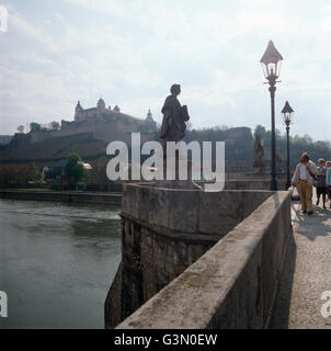 Sterben Sie Festung Marienberg in Würzburg, Deutschland 1980er Jahre. Die Festung Marienberg in Würzburg, Deutschland der 1980er Jahre. Stockfoto