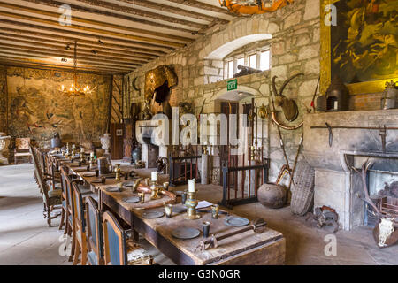 Der Speisesaal im Chillingham Castle in Northumberland, England, UK Stockfoto