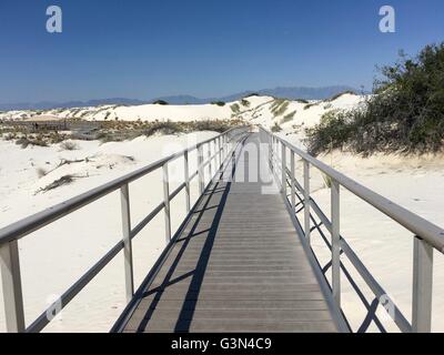Gehweg am White Sands National Monument in New Mexico Stockfoto