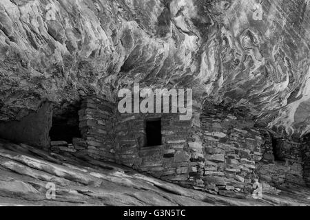 Haus auf Feuer Ruine auf dem BLM Land in South Fork des Mule Canyon in (vorgeschlagen, ab 2016) Bären Ohren National Monument, Utah, USA Stockfoto