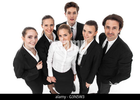 Erfolgreiche Jungunternehmen Menschen Team isoliert auf weißem Hintergrund Stockfoto