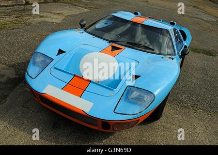 Ford GT40 MkII Ausdauer Rennwagen Gulf Oil-Farben Stockfoto