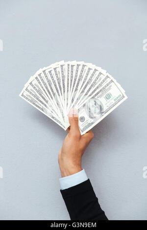 Nahaufnahme der menschlichen Hand holding Vereinigte Staaten Währung Stockfoto
