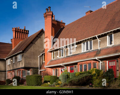 Großbritannien, England, Wirrall, Port Sunlight, Water Street, Arts And Crafts Stil Häuser Stockfoto