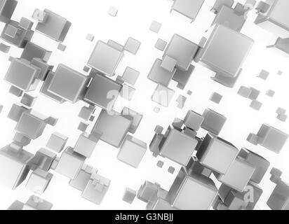 Abstrakt 3d digitale Würfel isoliert auf weißem Hintergrund Stockfoto