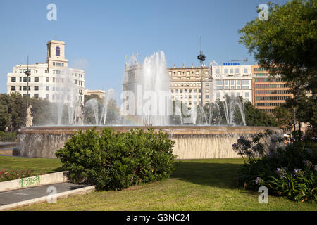 Brunnen, Placa de Catalunya, Barcelona, Katalonien, Spanien, Europa, PublicGround Stockfoto