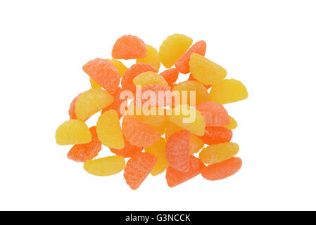 Ansicht von oben Zucker beschichtete Orangen- und Zitronenbäume Süßigkeiten Stockfoto