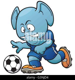 Vector Illustration von Cartoon Fußballspieler - Elefant Stock Vektor