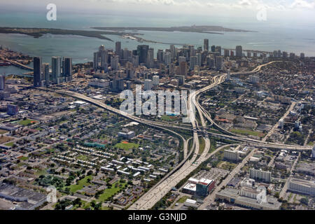 Luftaufnahme der Innenstadt von Miami, Florida, USA Stockfoto