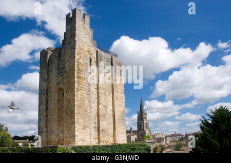 Chateau du Roi, Königsburg, Turm, Bergfried, Saint-Émilion, Gironde Bordeaux, Frankreich Stockfoto