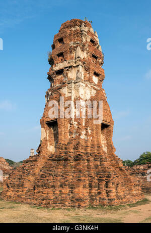 Prang im Wat Mahathat, buddhistische Tempelanlage, Ayutthaya, Thailand Stockfoto