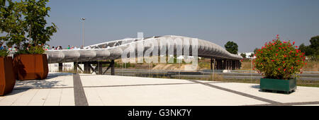 Fußgängerbrücke zur Floriade 2012, Gartenbau-Weltausstellung, Venlo, Limburg, Niederlande, Europa Stockfoto