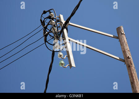 Stromleitungen, Arenys de Mar, Comarca Maresme, Katalonien, Spanien, Europa, PublicGround Stockfoto