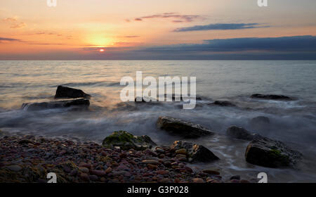 Götterdämmerung. Puçol Strand. Spanien. Stockfoto