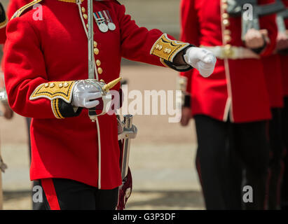 Die Wachablösung vor dem Buckingham Palace, London Stockfoto