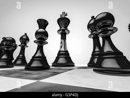 Schach Spiel / 3D Render von Schachfiguren Stockfoto