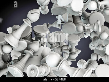 Schach-Sturm / 3D Render Schach Stücke in der Luft Stockfoto