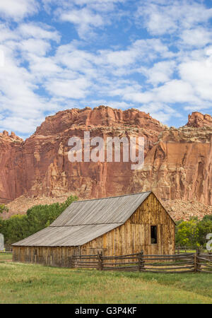 Scheune des Gifford Homestead in Capitol Reef, Utah, USA Stockfoto