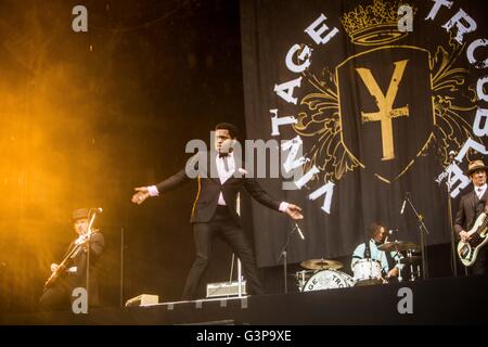 Landgraaf, Niederlande 12. Juni 2016 Vintage Trouble Höchstleistungen live Pinkpop Festival 2016 © Roberto Finizio / Alamy Live News Stockfoto