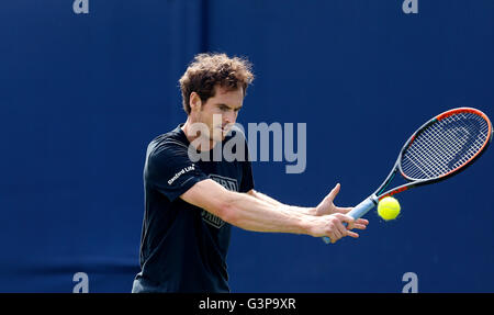 Andy Murray aus Großbritannien am zweiten Tag der AEGON Championships 2016 im Queen's Club, London. DRÜCKEN SIE VERBANDSFOTO. Bilddatum: Dienstag, 14. Juni 2016. Siehe PA Geschichte TENNIS Queens. Bildnachweis sollte lauten: Steve Paston/PA Wire. Stockfoto