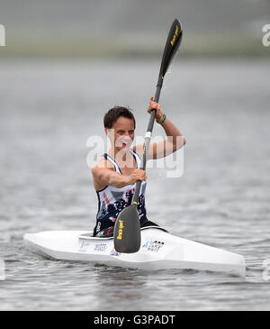 Großbritanniens Emma Wiggs während der Team-Bekanntgabe am Eton Dorney, Buckinghamshire. PRESSEVERBAND Foto. Bild Datum: Dienstag, 14. Juni 2016. PA-Geschichte-Kanu-Großbritannien zu sehen. Bildnachweis sollte lauten: Andrew Matthews/PA Wire Stockfoto