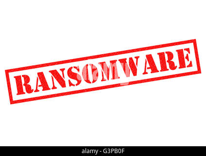 RANSOMWARE roten Stempel auf einem weißen Hintergrund. Stockfoto