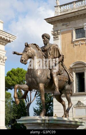 Kopie des Bronze-Reiterstandbild von Marcus Aurelius, 2. Jh. n. Chr., Capitoline Museum, Rom, Italien Stockfoto