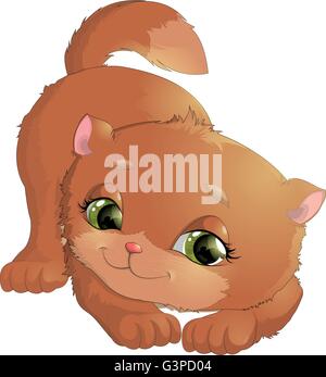 schöne Katze auf weißem Hintergrund Stock Vektor