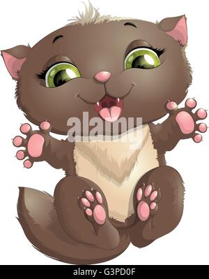 schöne Katze auf weißem Hintergrund Stock Vektor