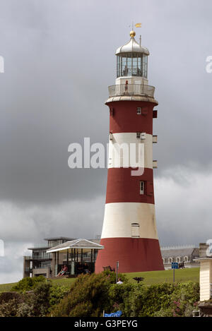 Die SMEATON TOWER ON PLYMOUTH HOE DEVON UK Smeaton Turm war es früher der Eddystone Leuchtturm von 1759 bis 1877 Stockfoto