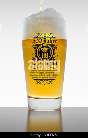 Die 500 Jahre Reinheitsgebot - deutschen Reinheitsgebot - Reihe von Verordnungen, die Begrenzung der Zutaten bei der Bierproduktion. Stockfoto