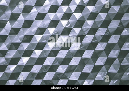 Sechseckige Metall Musterdesign Hintergrund, Licht und Schatten grau getönten Metall Textur abstrakt Stockfoto