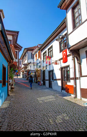 ESKISEHIR, Türkei - 29. Mai 2016: historische, bunte Häuser und Straßen von Odunpazari, in Eskisehir-Türkei am 29. Mai 2016 Stockfoto