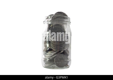 Rupie-Münze innerhalb Jar Stockfoto